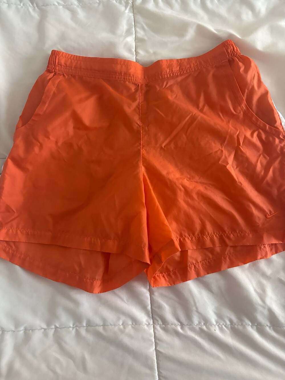 Vintage Nike Women's Nylon Athletic Running Shorts Orange Size Medium